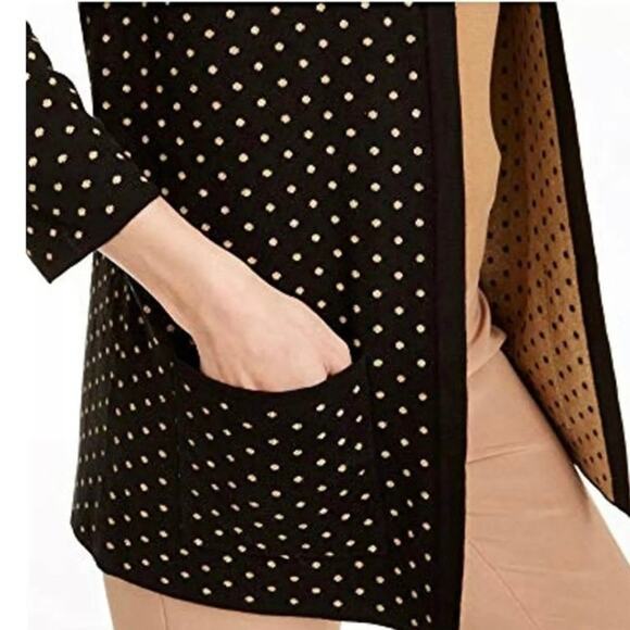 Anne Klein Black Cardigan with White Dots - Picture 2 of 9